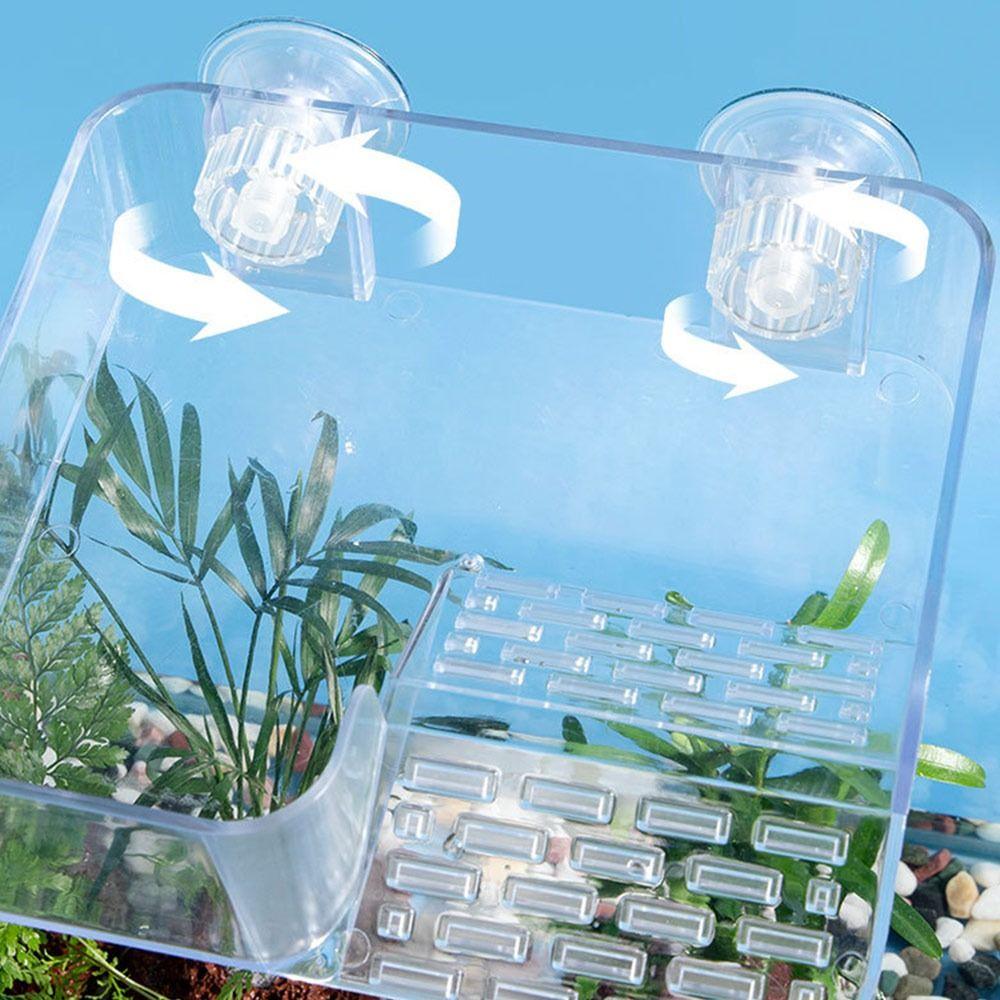 Transparent Acrylic Turtle Sunbathing Platform with Basking Area Suction Cup Turtle Drying Platform Floating Dock