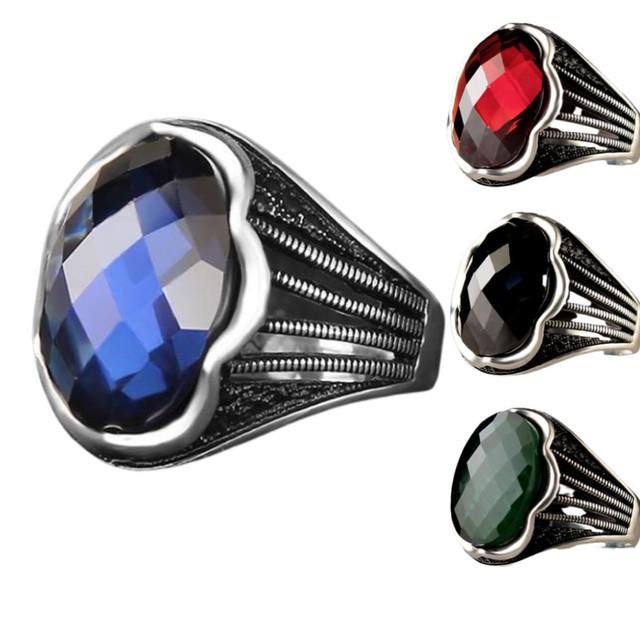 Cheap Zircon Stone Silver Men' Chain Design Ring, 925 Sterling Silver