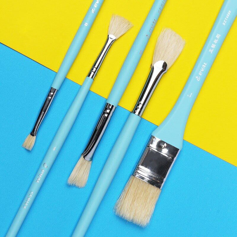 JOWOART 10 Buc. Set Combinat Pensule Pictură în Ulei Păr de Nevăstuică Păr de Porc Pensule în Formă de Evantai Pensule Nailon pentru Linii Fine Set Pensule Pictură în Ulei