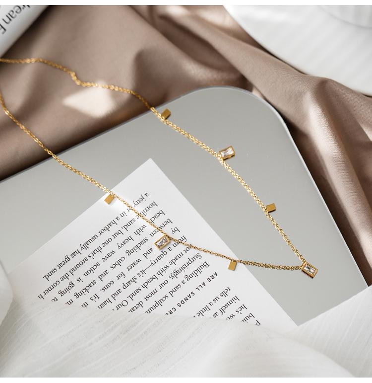 2022 Luxury Crystal Tassel Choker Necklace - Square Design, Non-Fading Clavicle Chain for Women