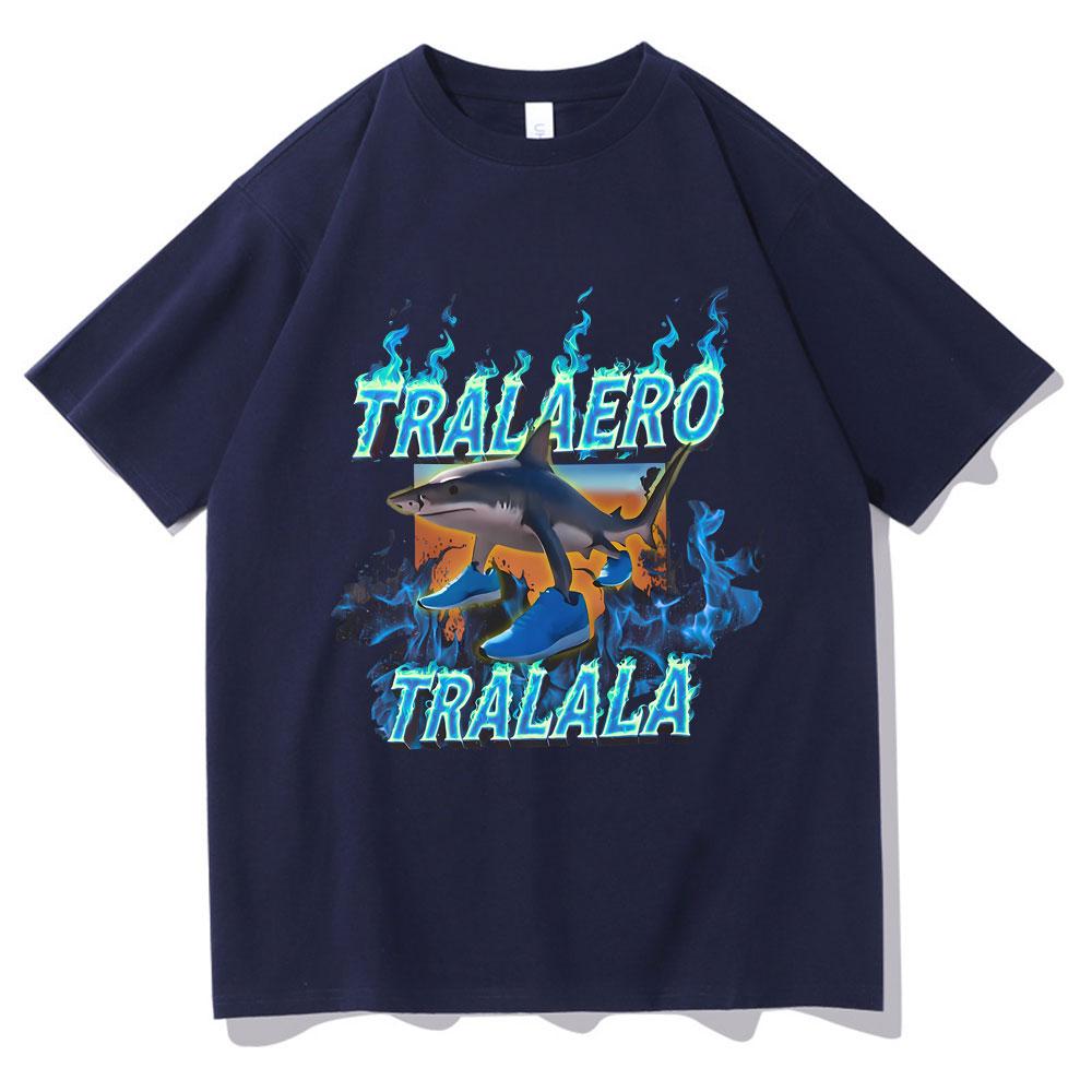 Fashion Tralalero Tralala Funny Shark with Shoes Meme T Shirts Men Casual Humor Tshirt Man Gothic Vintage Short Sleeve Tshirt