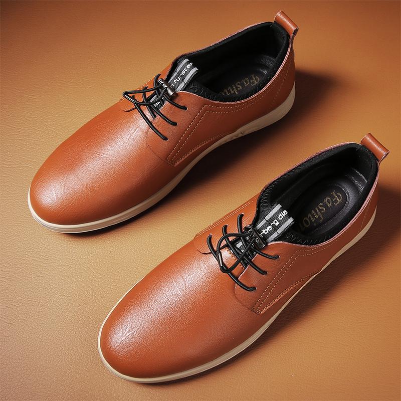 Casual Leather Man Shoes Soft Sole Business Lace-Up Men Shoes Lightweight Breathable Style for Men Loafers Outdoor Driving Shoes