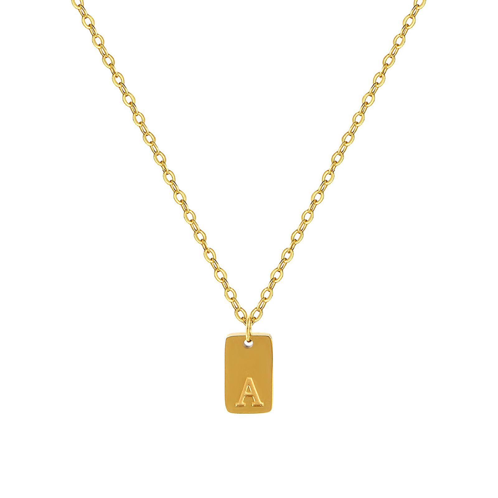 Exquisite Necklace 18K Gold Plated 304 Stainless Steel Capital Alphabet Initial Letter Message A-Z Pendant Necklace Unisex
