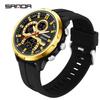 Sanda Men's Multifunctional Waterproof Luminous Watch with Dual Display and Alarm