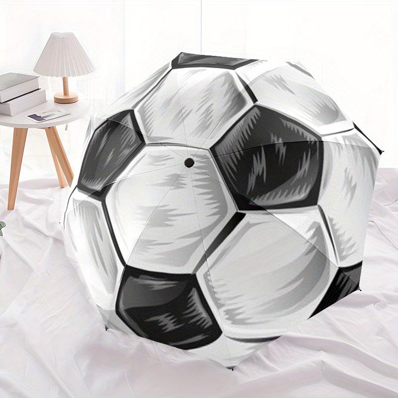 Soccer Ball Pattern - A folding umbrella with 8 iron ribs and a plastic handle, automatic opening and closing, portable sunsha