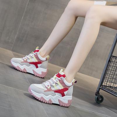 Mattes Leder Innenhöhe erhöhende Dad-Schuhe Herbst Plateau Damenschuhe vielseitig lässige Mode höhenerhöhende Sport-Dad-Schuhe