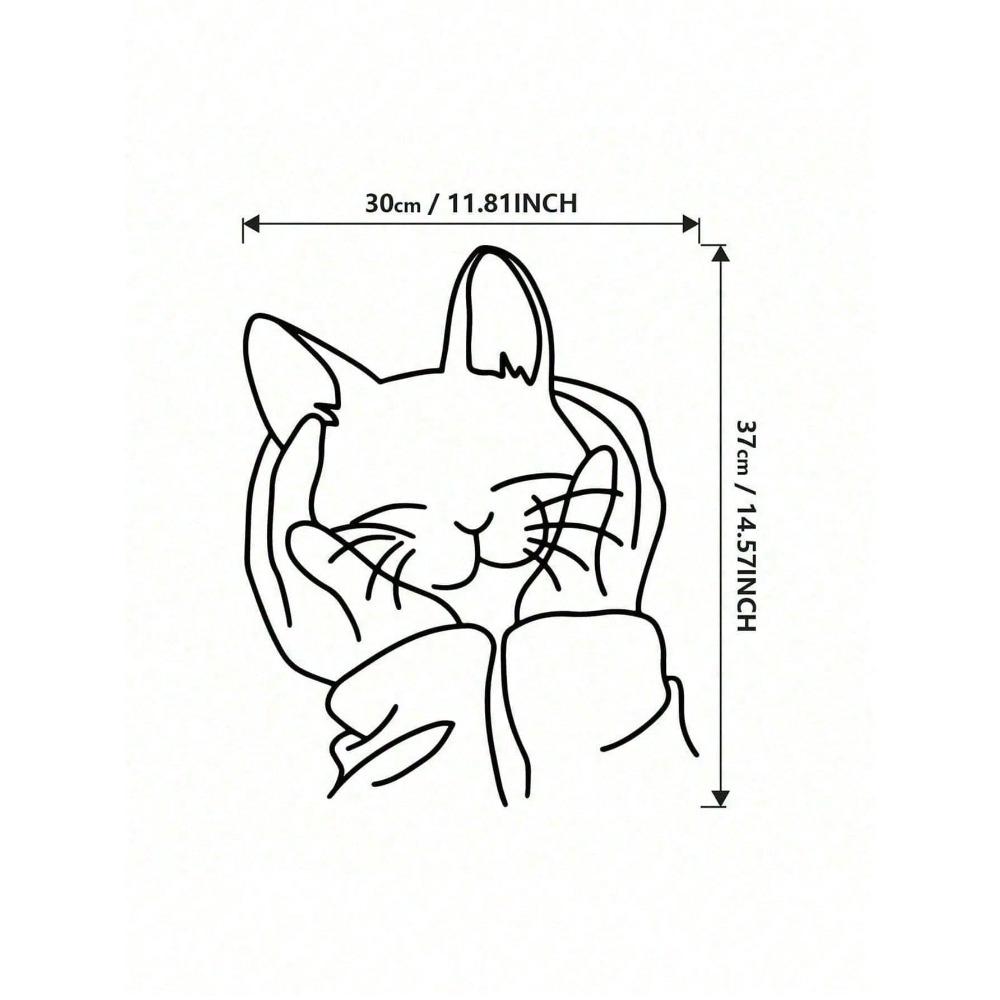 

Metal Wire Artwork Lady Hugging Cat Elegant Wall Decor Gift for Cat Lovers Home Decoration Modern Style 38x30