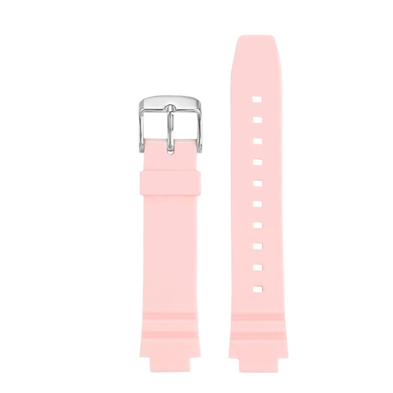 

12mm Strap for Casio LRW-250H 200 LX-500H Resin Rubber Watch Band Men Women Glossy Convex Waterproof Silicone Wrist Bracelet 12mm розовый
