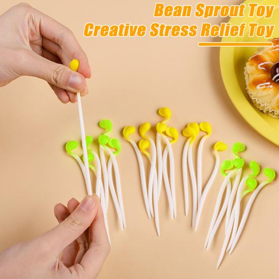 

20Pcs Stress Relief Bean Sprout Toy Teens Adults Simulated Bean Sprout Stretchy жовтий