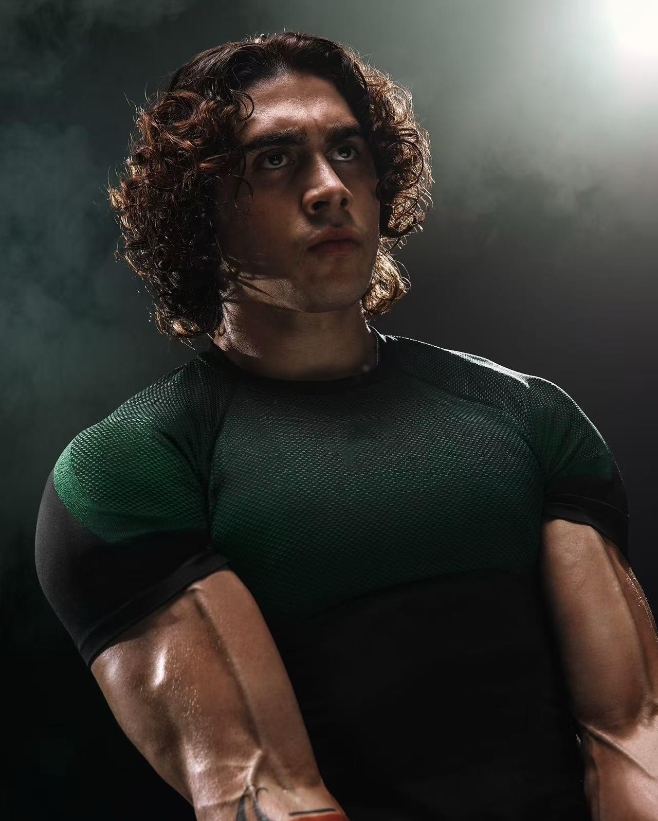 Global Finds Heren Slim Fit Sport T-shirt met Haaienprint Sneldrogend L