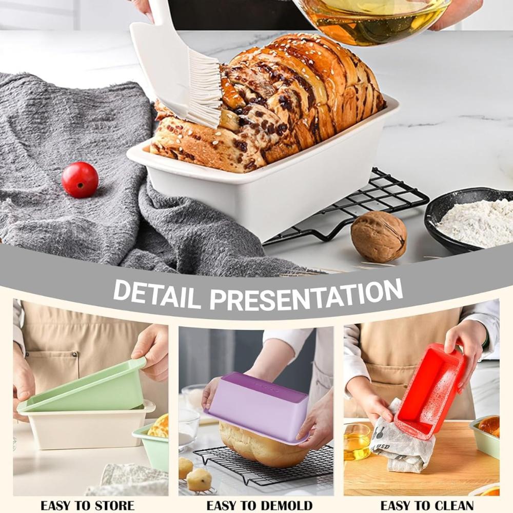 Silicone Bread Pan Nonstick Loaf Pans Flexible Rectangle Baking Molds for Bread Cake Easy Release Pastry Toast Mould Baking Tool
