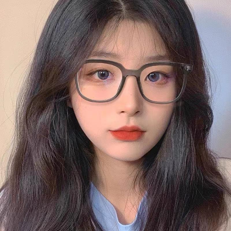 Schwarzer Rahmen Einfache Brille für Damen Tide Myopie Kann mit Stärke Blaulichtfilter Flachbrille für Herren kombiniert werden