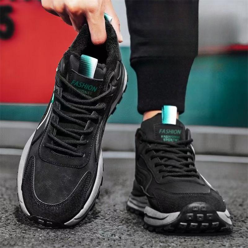Men Winter Fleece Lined Warm Cotton Shoes Waterproof Non-Slip Thick Sole Wear Resistant Work Safety Sneakers
