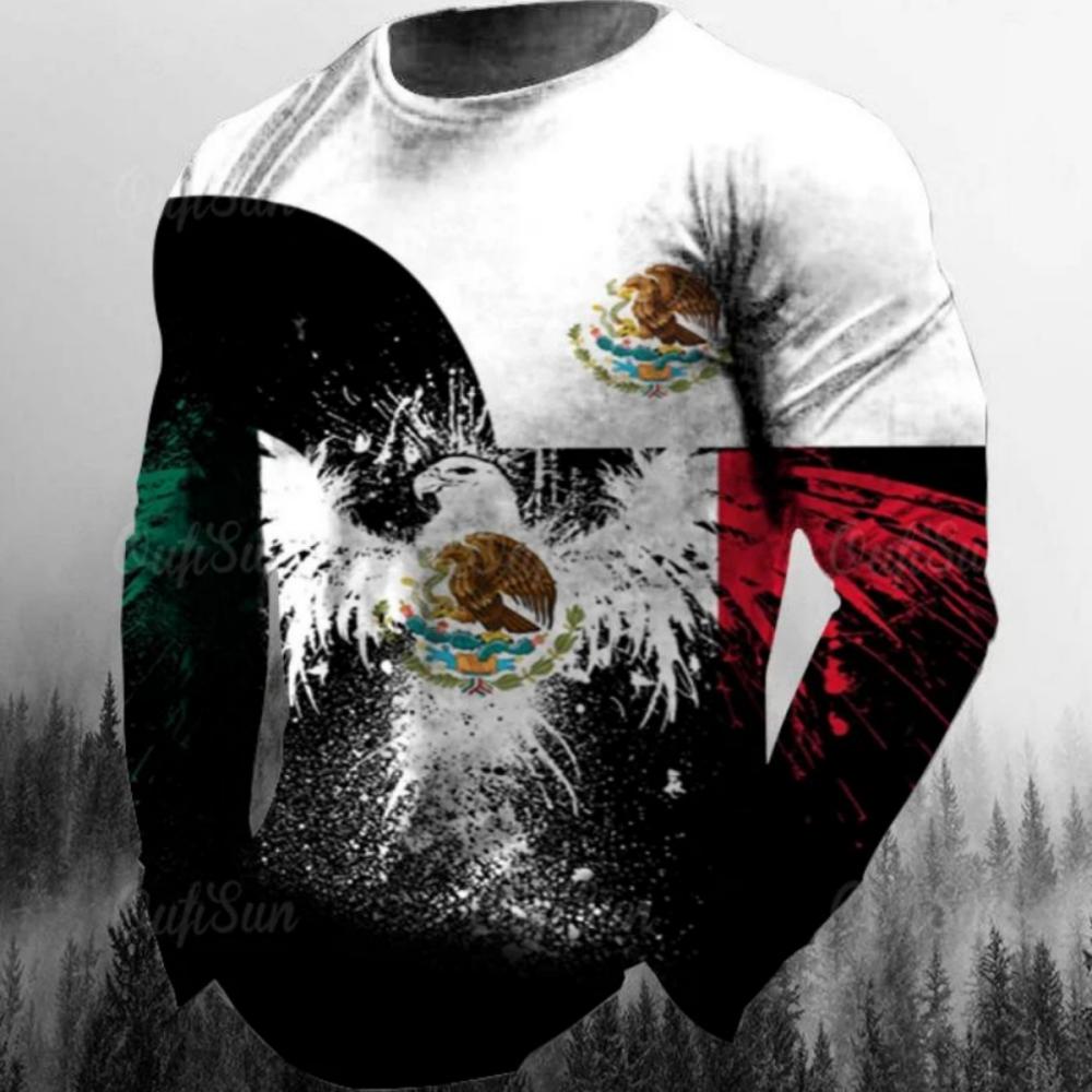Módní trička s mexickou vlajkou Mexiko 3D potisk Pánské Dámské Tričko s dlouhým rukávem Streetwear Oversized Harajuku Dětská trička Top Oblečení