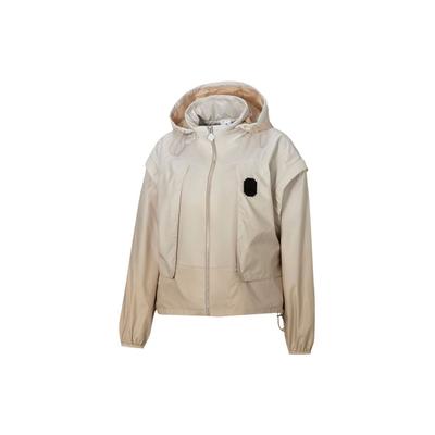 X Pronounce Gradient Print Woven Packable Hooded Jacket Women Jackets Khaki 532147-20
