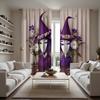 2pcs set HD Halloween Flowers Magic Witch Wizard Hat Curtain Purple tie digital printed curtain Home Decor style Decorate liv