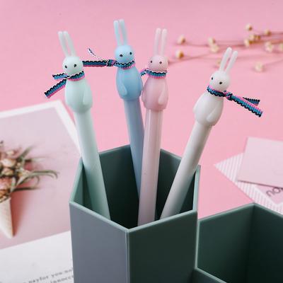 3pcs / Lot Cartoon Cute Bib Long-eared Rabbit Gel Pen Black 0.5mm School Office Supply Stationery