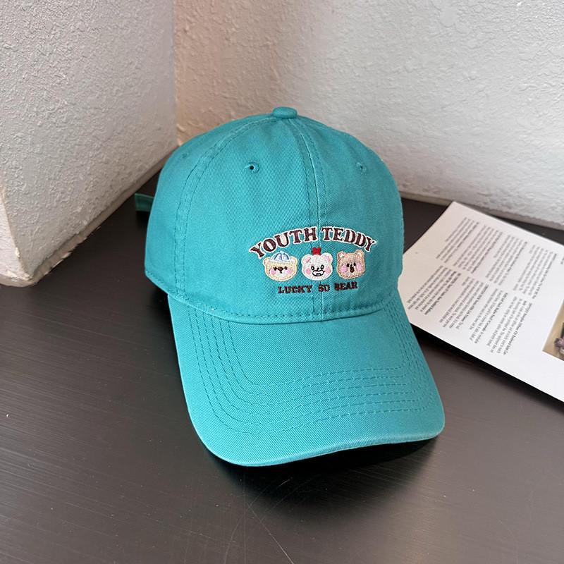Cap Baseball Fashionable With Little Bear And Letter Embroidery Design For Daily