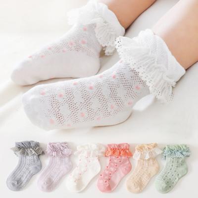 1 Paar Babystrümpfe schöne elastische nicht schwüle Spitze Rüschen Makramee Fußsocken Kleinkinder Zubehör