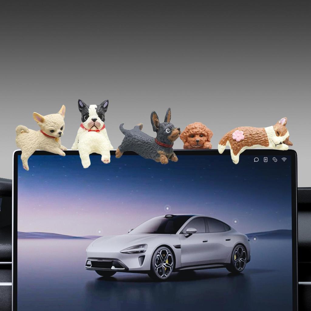5pcs cute mini dog figurines for car dashboard decoration, computer desktop Ornaments, car interior center console dog figurines