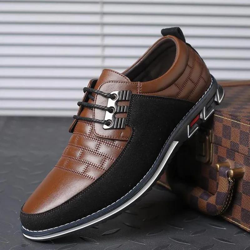 

Модные кожаные мужские туфли на шнуровке Высококачественная мужская обувь Повседневные повседневные модные кроссовки Мужские черные удобные туфли большого размера 51 52 53 53 коричневый