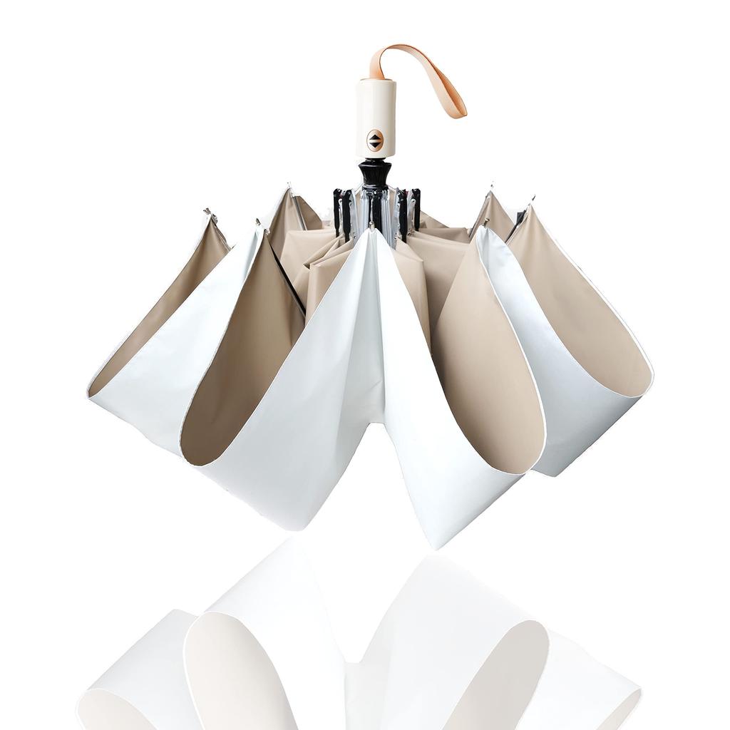 Folding Automatic Fully UV First Class Light Water For Sunny or Rainy One Unbreakable Sturdy 8 Heat UV Gift x Mocha Umbrella, Parasol, Women's,