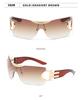 Y2K Millennium Frameless Metal Sunglasses - Stylish Oversized Women's European & American Design with Sunscreen Protection
