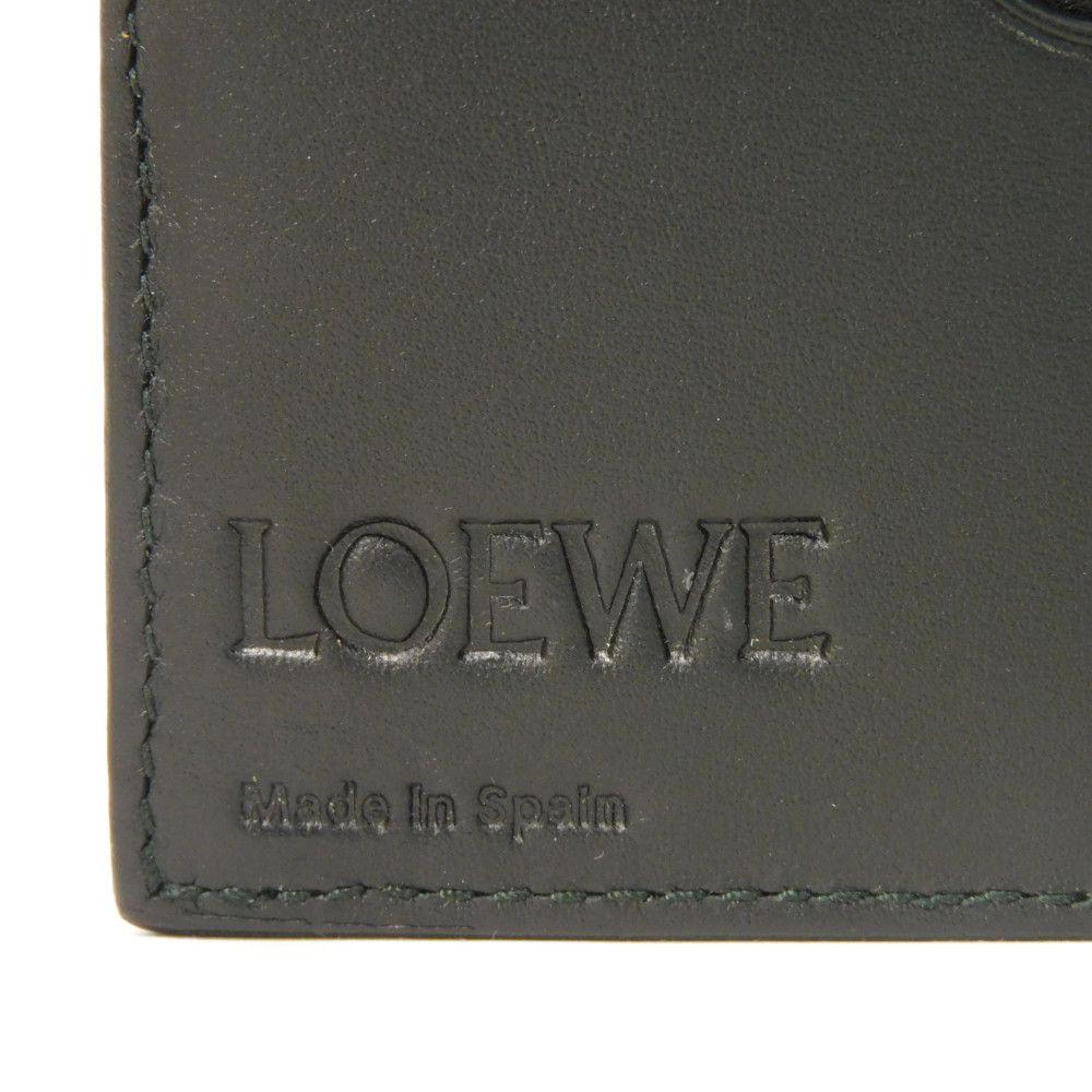 Used 12695 Linen Long Horizontal Wallet 101.79.978 7940 Textured Calfskin Bifold Anagram Embossed Black Men's from
