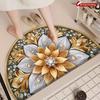 1Pcs Artistic Floral Gold Semi Circle Welcome Doormat Non-Slip for Outdoor Patio Porch Kitchen Bathroom Entryway Floor Mat