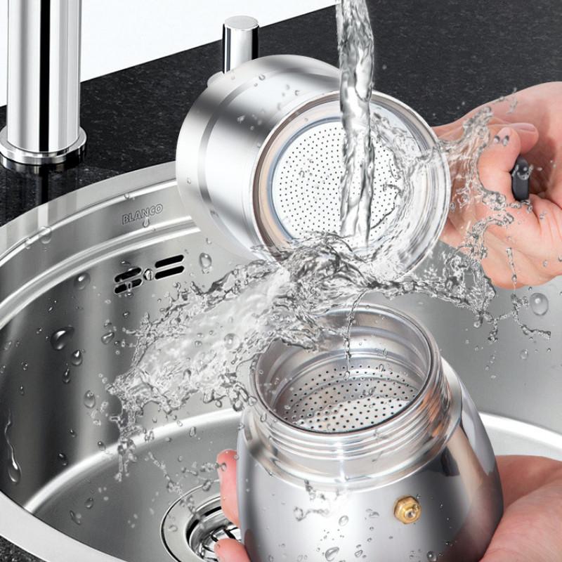 200ML/300ML Portable Transparent Visible Mocha Pot Household Brewing Coffee Pot Stainless Steel Espresso Maker