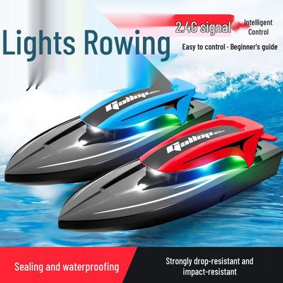 2.4G High-Speed Remote Control Waterproof Electric Speedboat with Lights for Kids