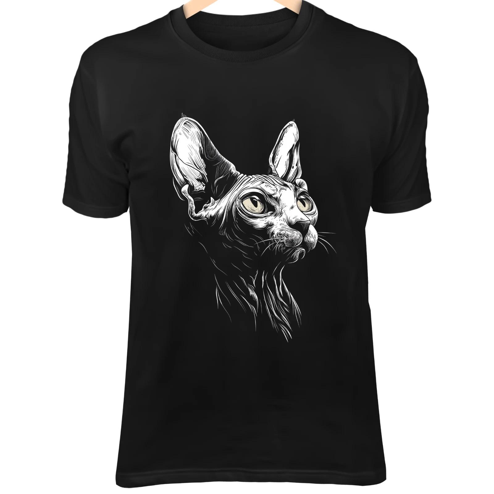 Sphynx Cat Line Art - Hairless Cartoon Doodle with Big Ears & Curious Eyes 3XL