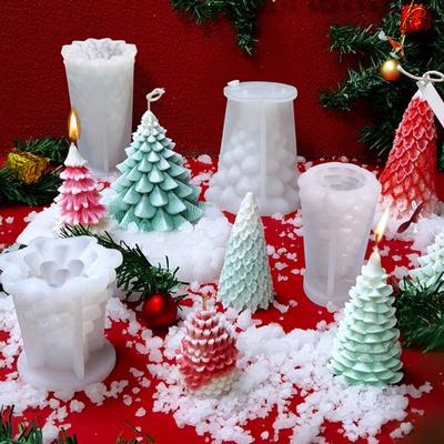 Christmas Tree Shape Candle Mold Epoxy Resin Aromatherapy Plaster DIY Crafts Wax Soap Mould