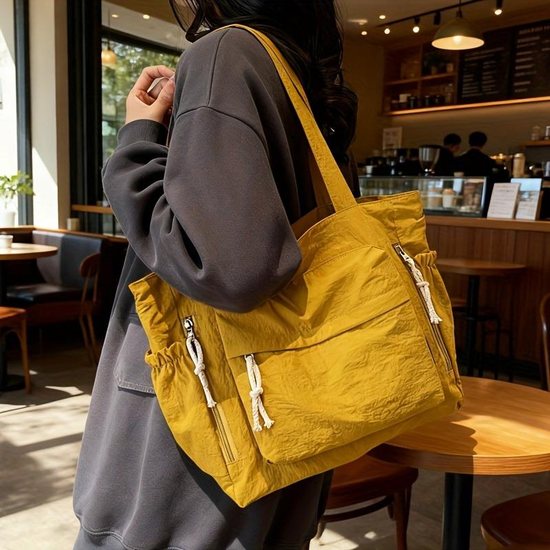 Drawstring Large Capacity Tote Bag Women's Versatile Shoulder Bag