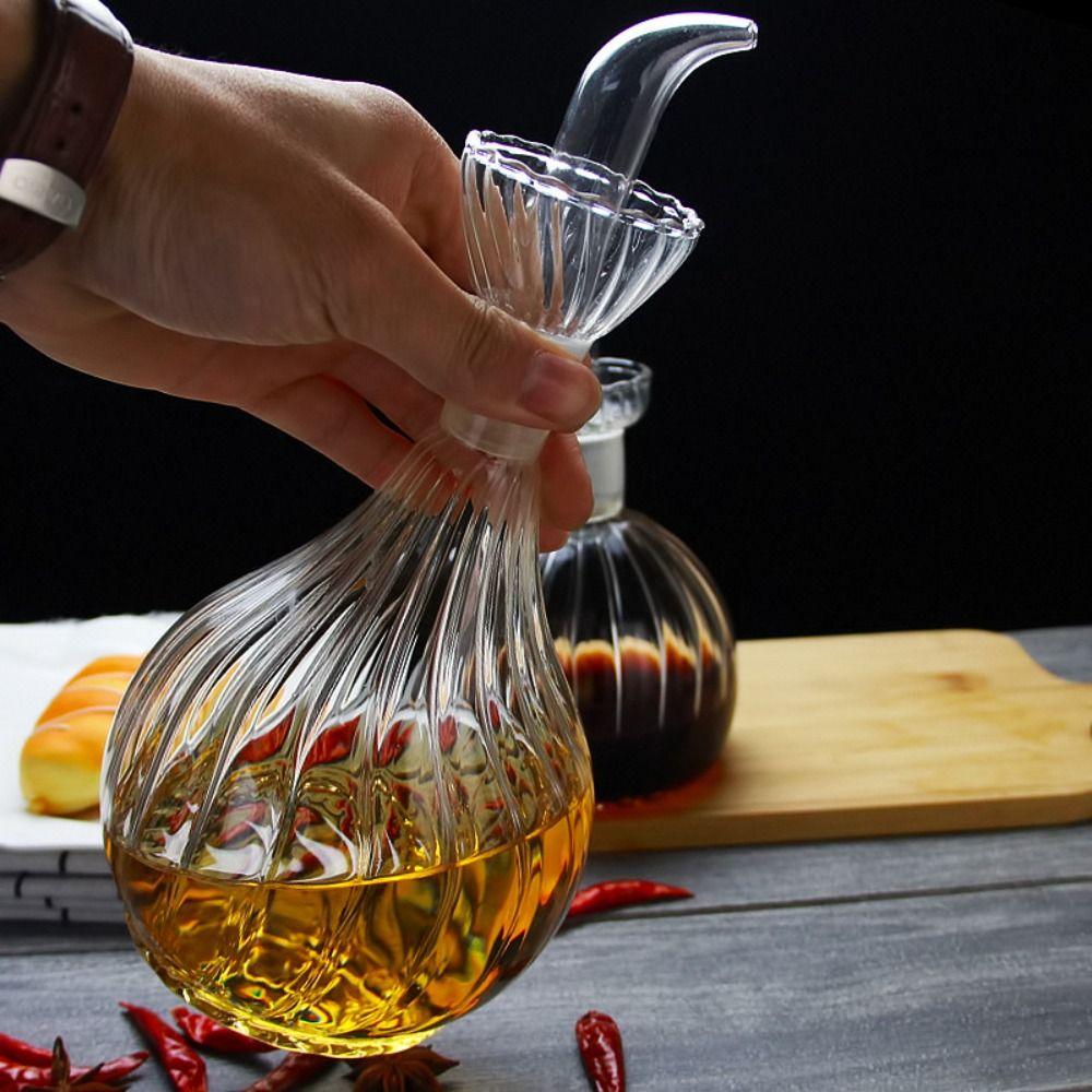 500/900ml Oil Dispenser Glass Vinegar Bottle Non-drip Condiment Container  BBQ