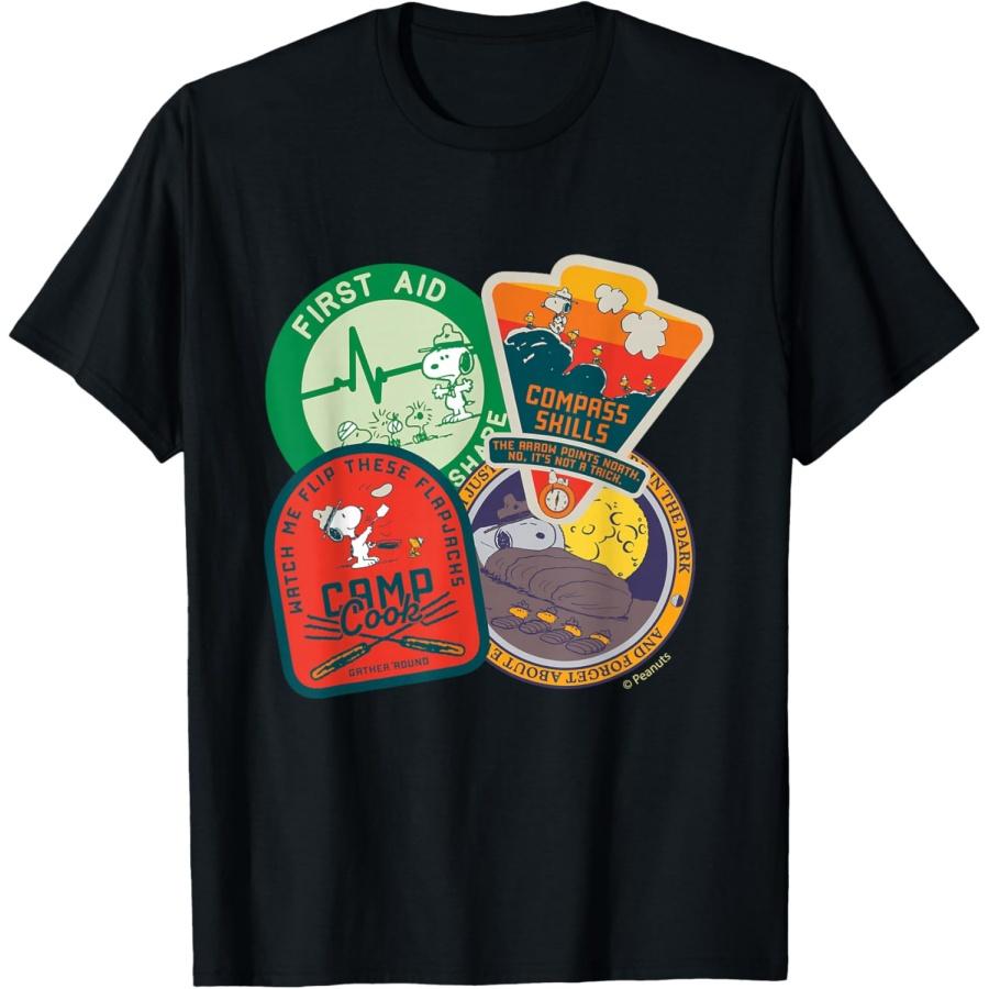 Peanuts - Snoopy Woodstock Beagle Scouts Badges T-Shirt S