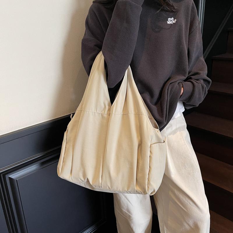 Handbag Lightweight Large Capacity Shoulder Bag Travel Bag Solid Color Tote Bag