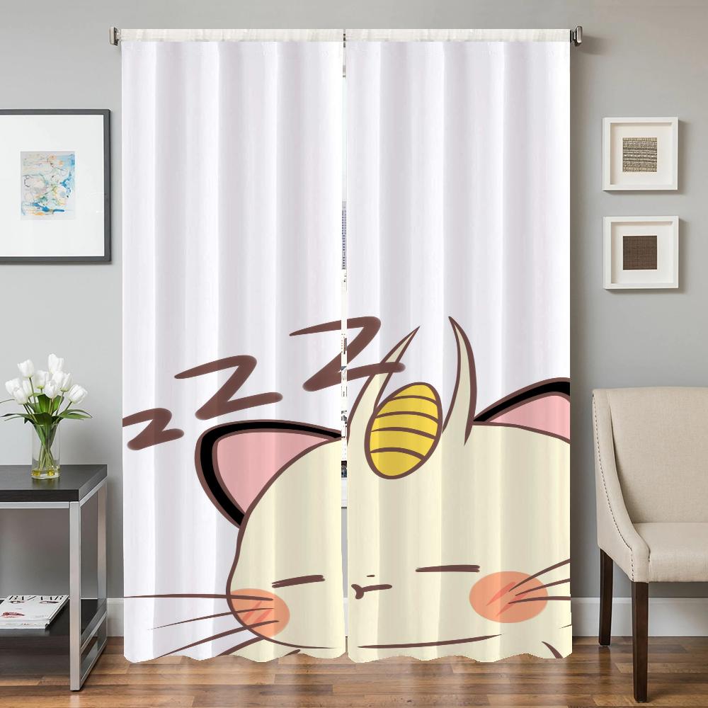 Home Interior Kitchen Curtains for Living Room 2 Pieces Blackout Curtains Door Curtain Pokemon Bedroom Decoration Partition