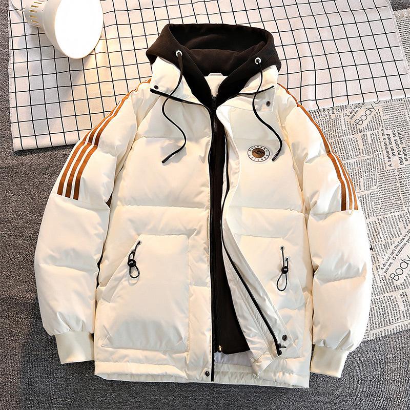 Fake Two-piece Cotton Coat for Men's Winter New Style Teenager Thickened Men's Down Cotton Coat Jacket