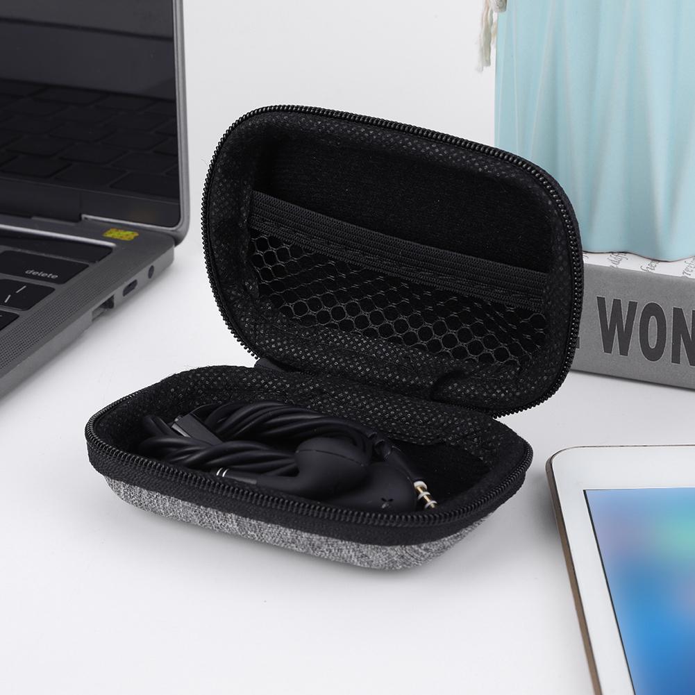 Hårt Skal Datakabel Organizer Väska Stötsäker Mini Tech Gadgets Bärbar Fodral med Nätficka Öronsnäckor Hörlurar Bärväska