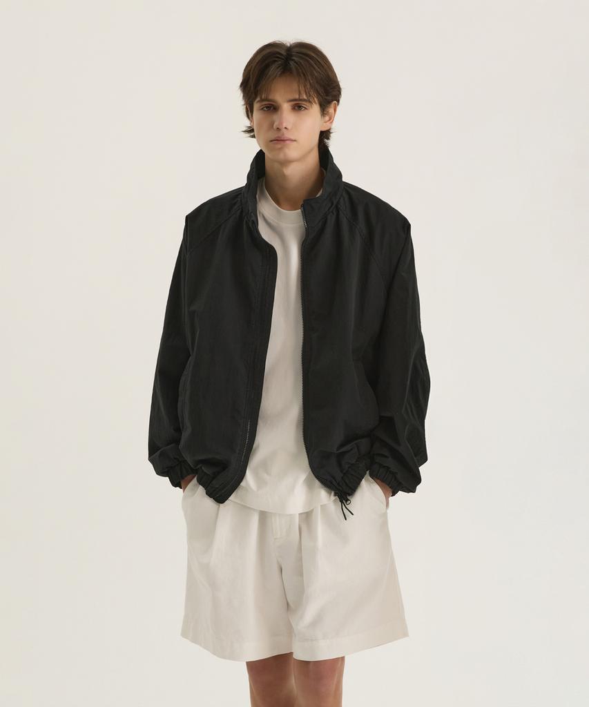 Oatmeal Cafe [Unisex] Cn Washed Windbreaker Jumper - Black
