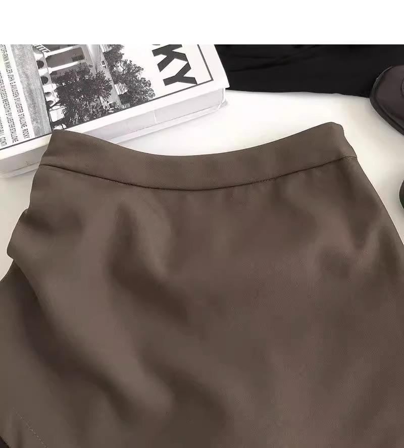 Women's Spring 2024 High-Waist Pleated A-Line Skirt with Drawstring - Fashionable Slim Korean Style Skirt Pants