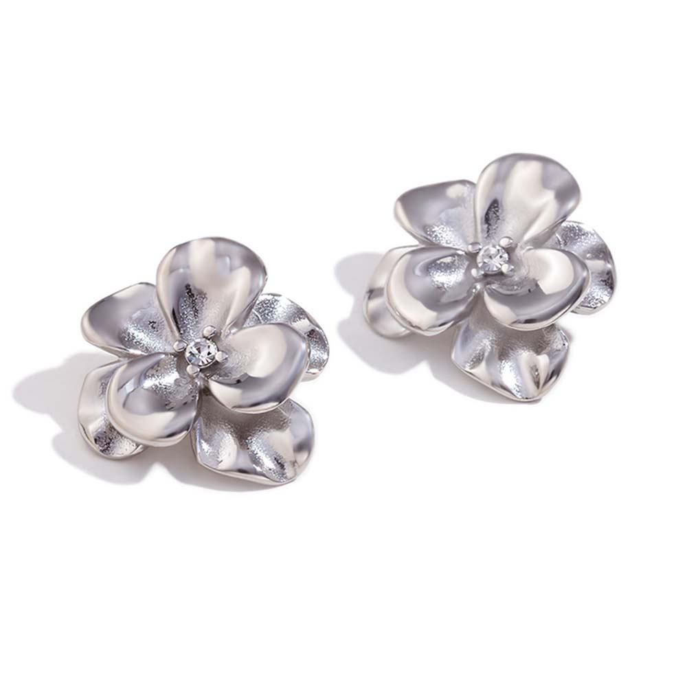 

MamacitaSlay New Design Stainless Steel Flower Earrings Party Fashionable Waterproof Jewelry Women s Elegant Statement Earrings