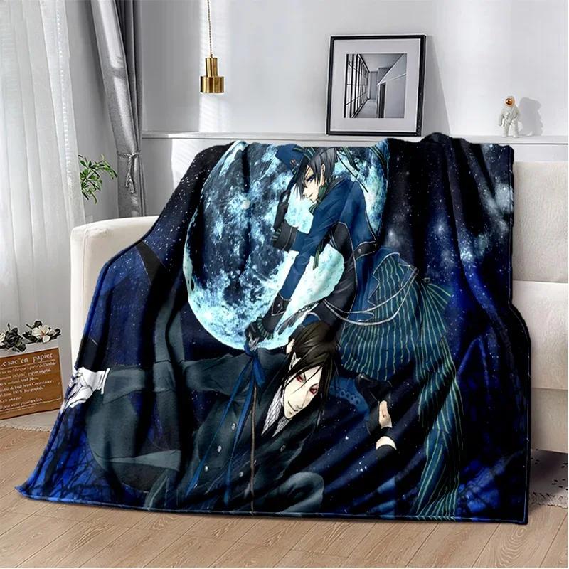 3D Anime Black Butler Cartoon Blanket,Soft Throw Blanket for Home Bedroom Bed Sofa Picnic Travel Office Rest Cover Blanket Kids