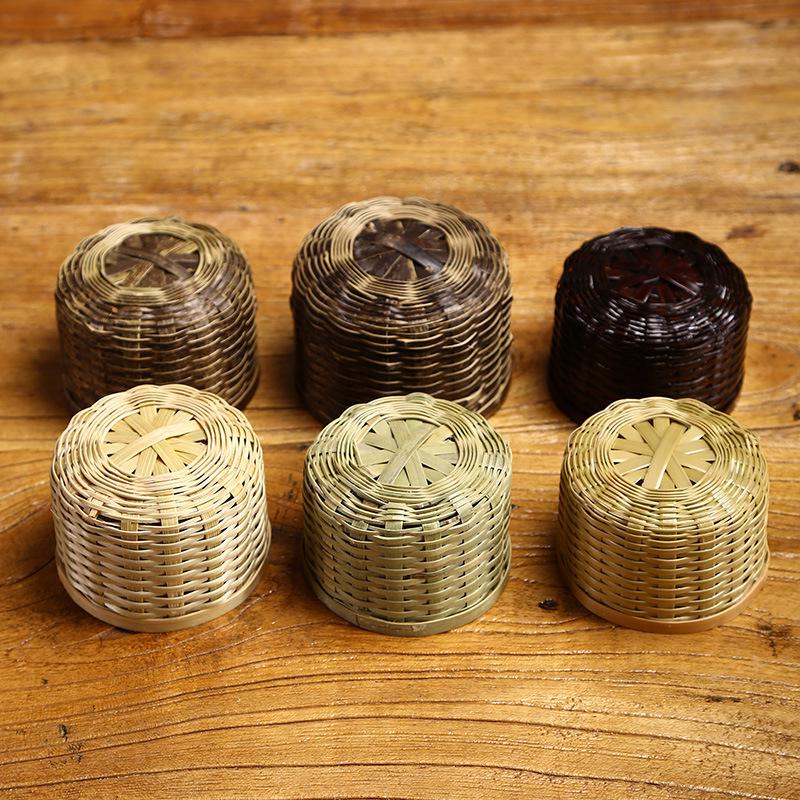 Bamboo Woven Retro Hot Water Bottle with Glass Liner - Old-Fashioned Teapot Style Thermos for Home Use