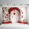 Valentine's Day Photography Backdrop White Arch Red Roses Love Heart Wedding Party Room Decor Girls Portrait Photo Background