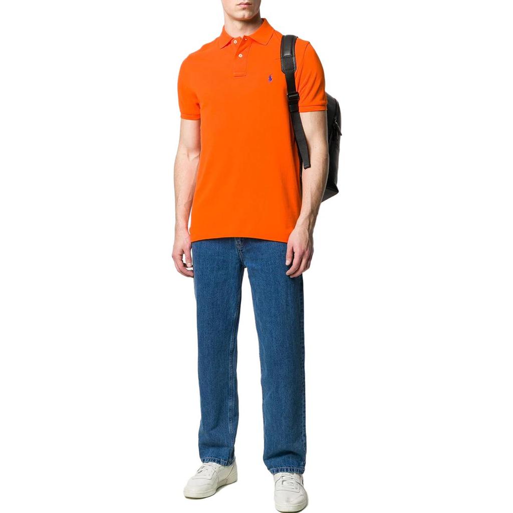 Polo Ralph Lauren SS22 Solid Color Logo Embroidered Short Sleeve Polo Shirt Men tops Orange 710782592-024