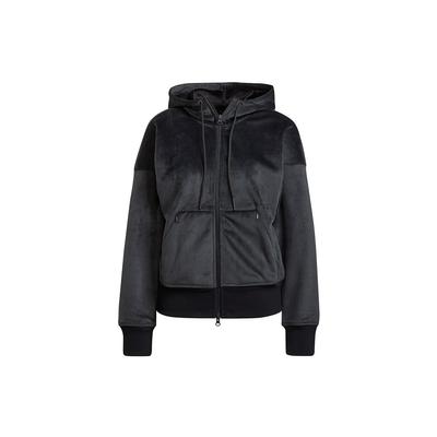 Corduroy Plain Sports Hoodie Jacket Women Tops Black H15955
