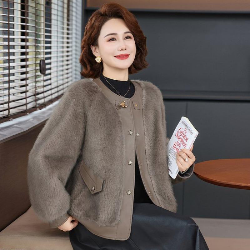 

Высококлассное мамино зимнее пальто из цельного меха с благородным характером, новая норковая шуба для женщин среднего и пожилого возраста 5XL [Recommended 150-80 kg]