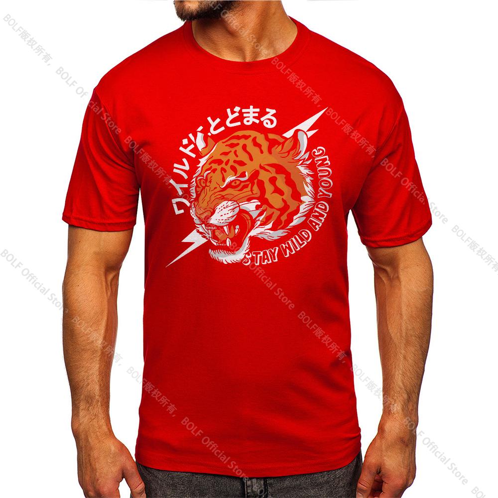 Men's Tiger Printed Vintage T-shirt Sport 100% Cotton Funny Tees for Men Women Sportswear Tops